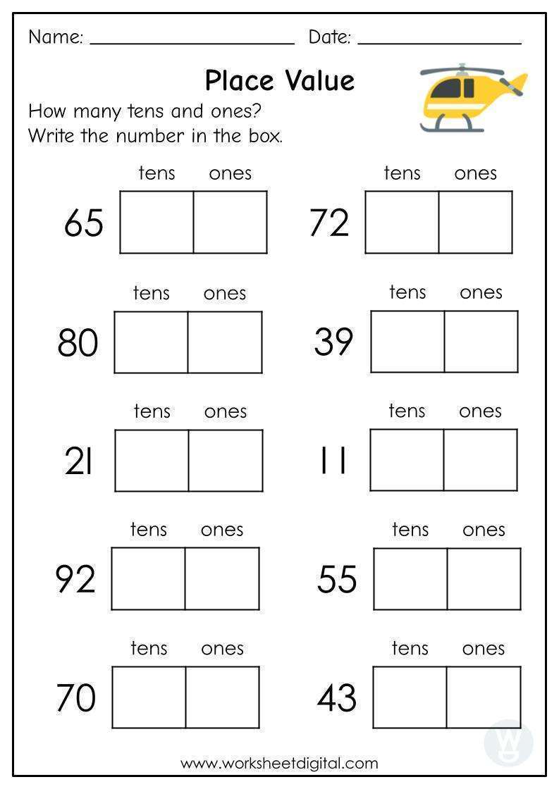 Place Value How Many Tens and Ones - Worksheet Digital