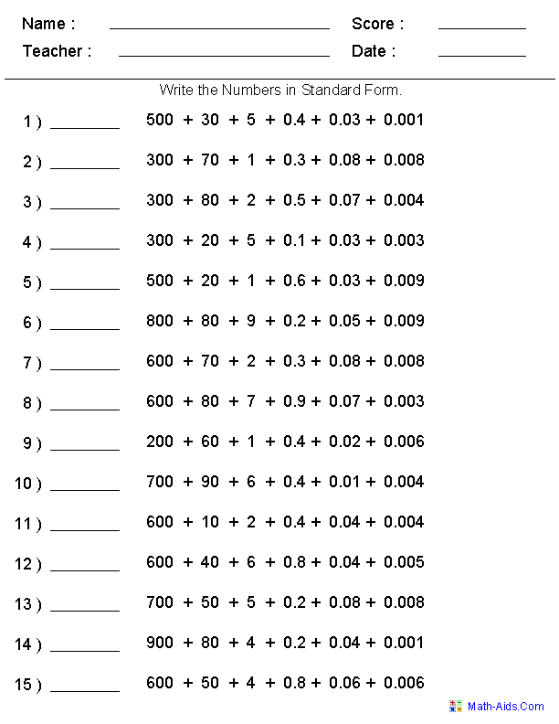 Place Value Worksheets | Place Value Worksheets for Practice