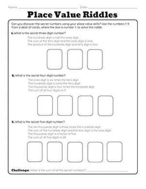 place value worksheet puzzle