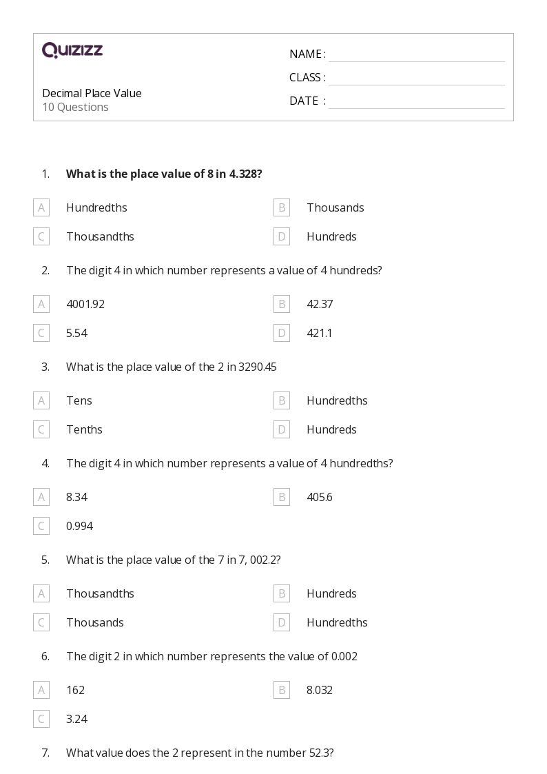 place value worksheet rounding