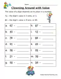 Tens and Ones Place Value Worksheet