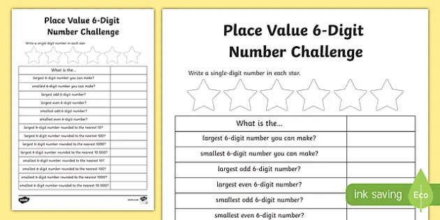 Place Value 6-Digit Number Challenge Worksheet / Worksheet ...