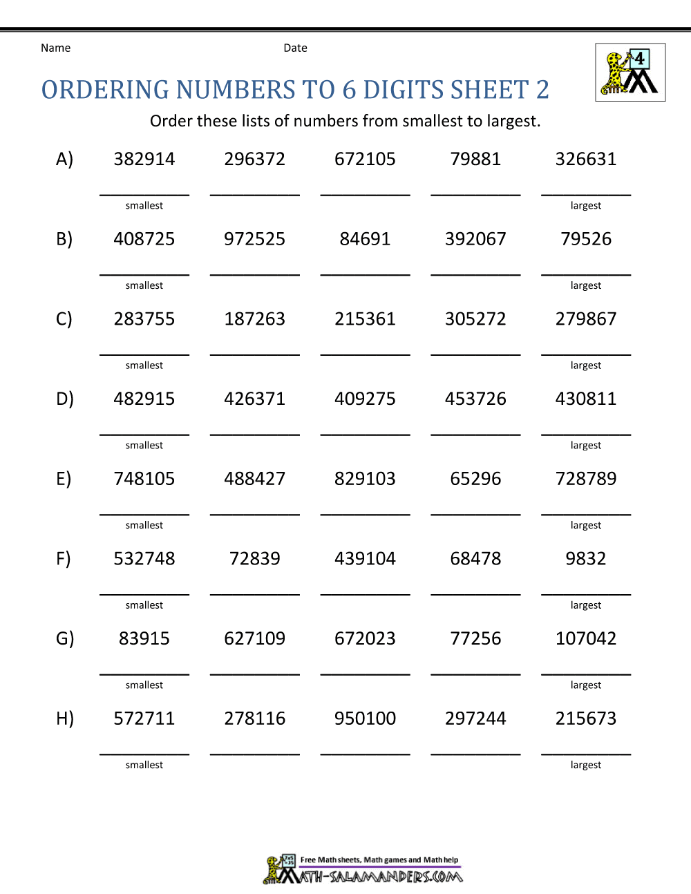place value worksheet sixth