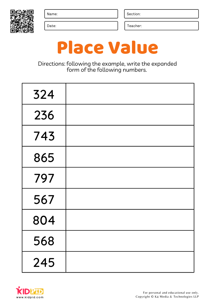 Math Expanded Form Worksheets for Grade 2 - Kidpid