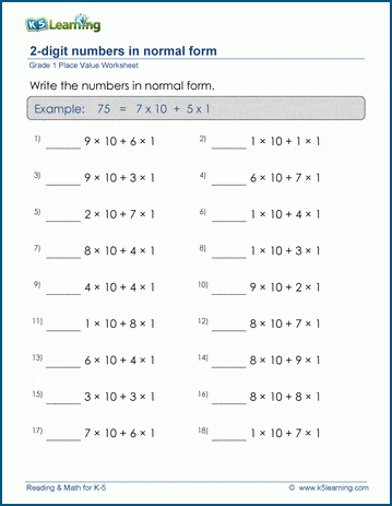 Place Value Standard Expanded Worksheet  