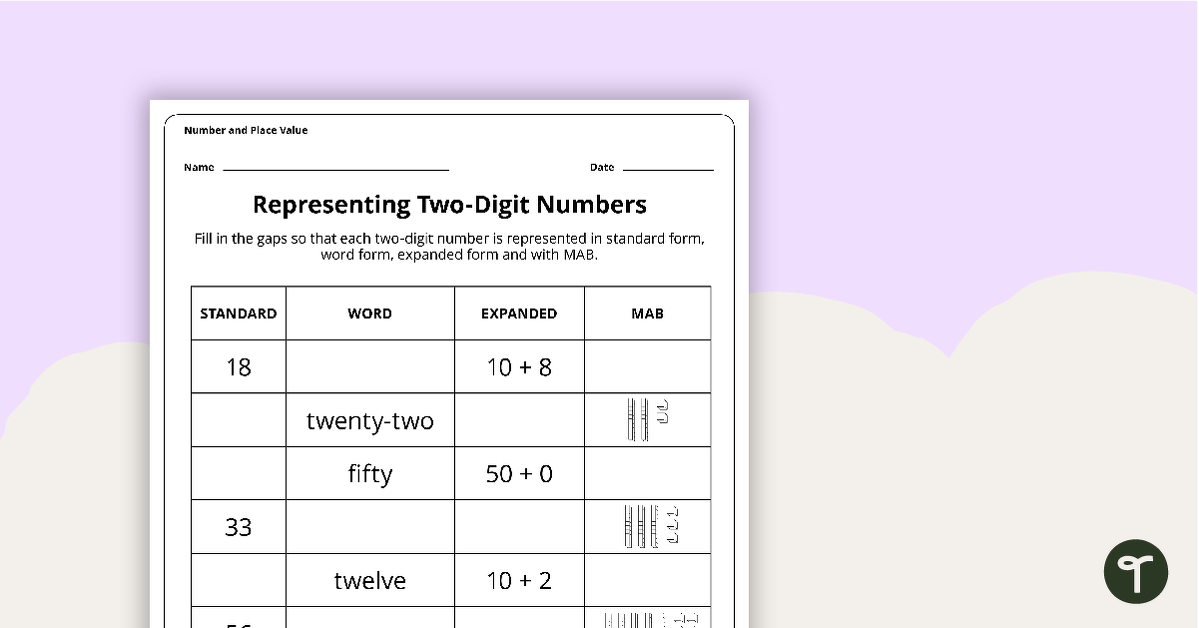 Place Value Craft and Practice Worksheets for 2 Digit Standard and ...