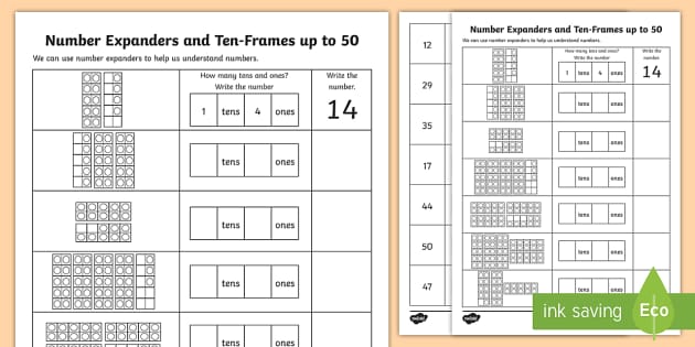 Number Expanders and Ten-Frames Worksheets (teacher made)