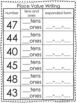 place value worksheet tens and
