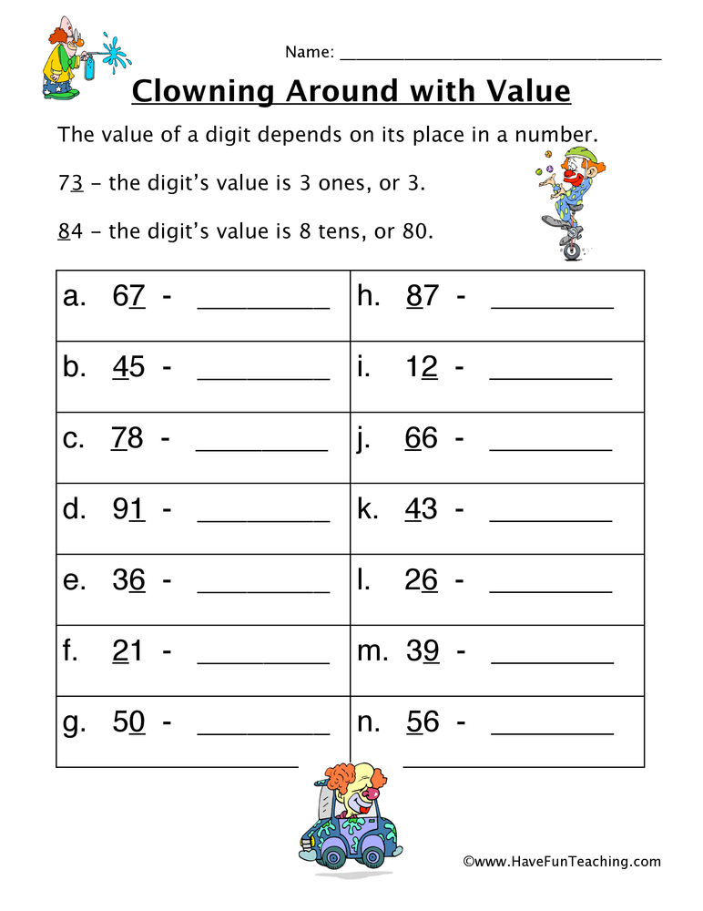 Tens and Ones Place Value Worksheet  