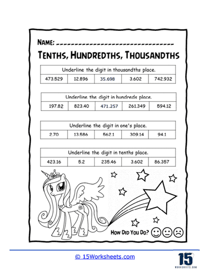 Tenth, Hundredths, Thousandths Worksheets - 15 Worksheets Library