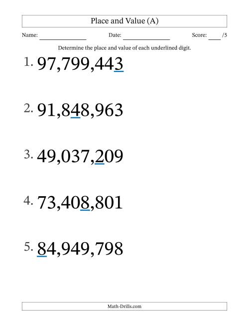 Determining Place and Value from Ones to Ten Millions (Large Print ...