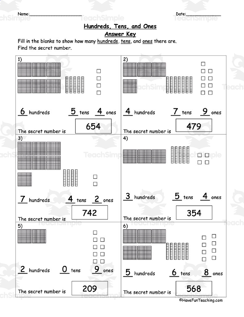 Base 10 Blocks Place Value Worksheet by Teach Simple