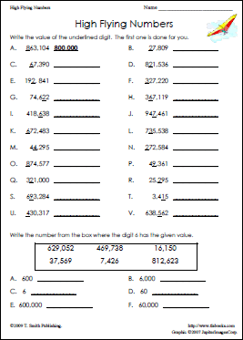 Education World Work Sheet Library: High-Flying Numbers ...