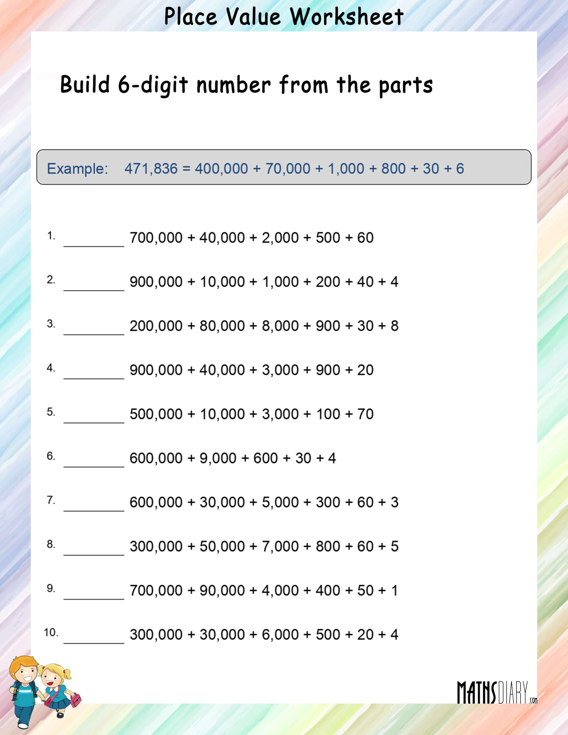 place value worksheet to 10 000
