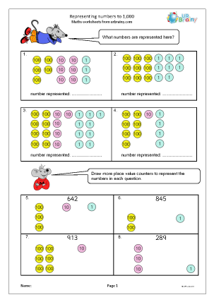 place value worksheet to one thousand