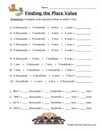 place value worksheet to ten thousands
