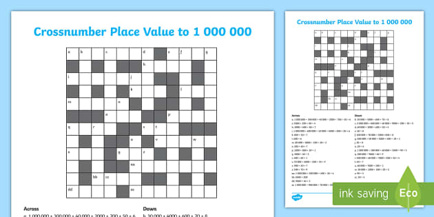 Crossnumber Place Value Worksheet - Maths - Year 6 - Twinkl