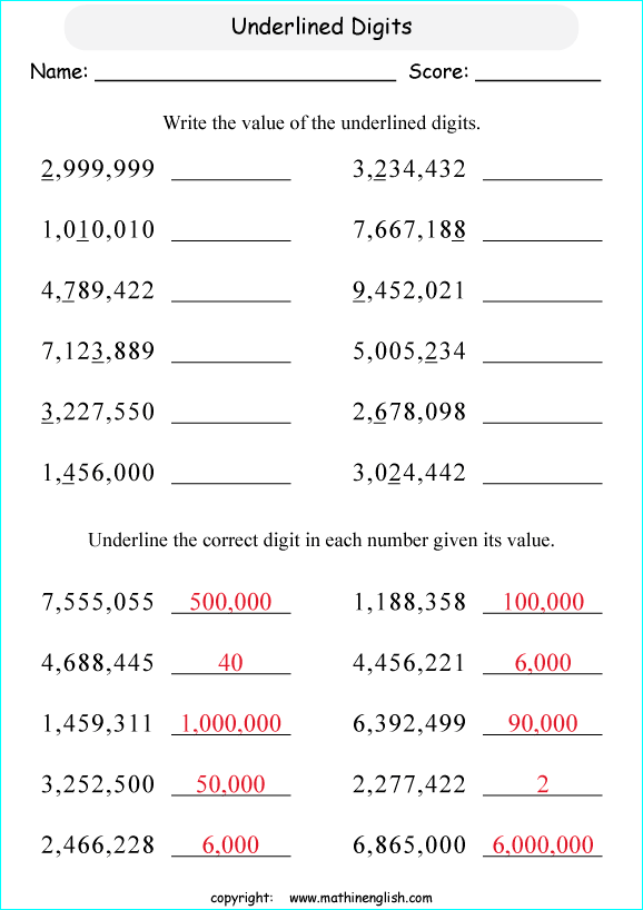 Printable primary math worksheet for math grades 1 to 6 based on ...