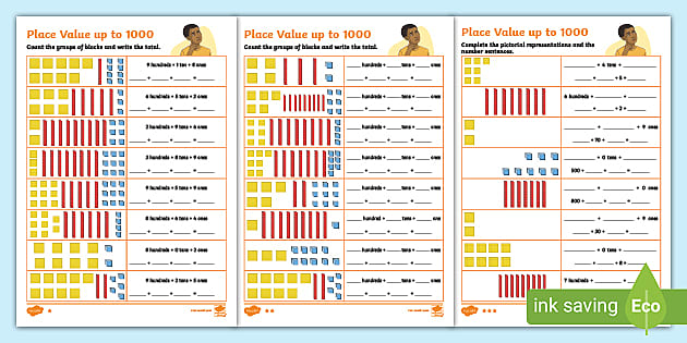 Place Value up to 1,000 Differentiated Worksheets - Twinkl