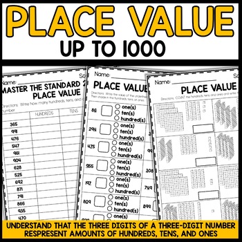 place value worksheet up to 1000
