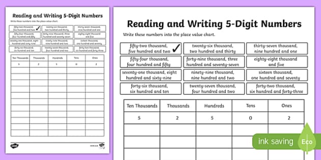 place value worksheet up to 5 digits