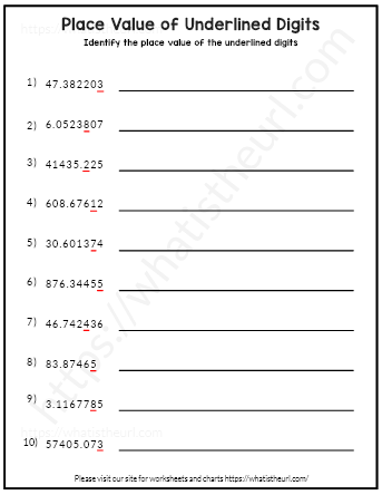 Place Value of underlined digit - Grade 5 - Exercise 1 - Your Home ...
