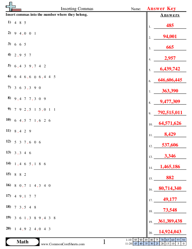 place value worksheet with answer