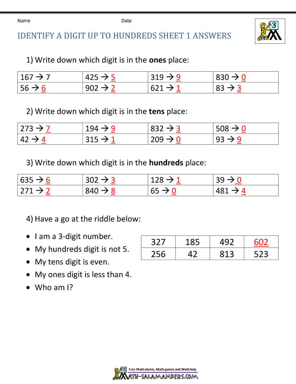 Second Grade Place Value Worksheets