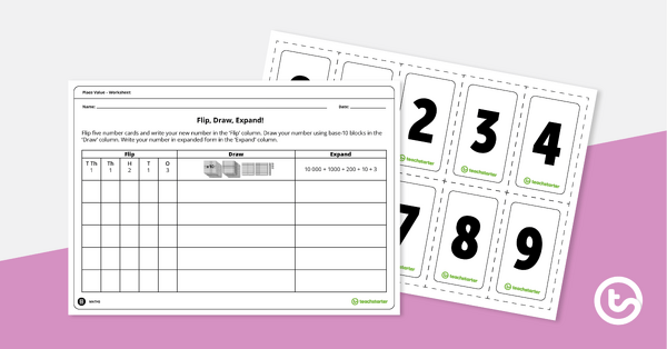 Flip, Draw, Expand! - Place Value Worksheet (5-Digit Numbers ...