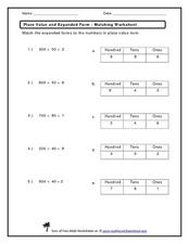 Place Value and Expanded Form - Matching Worksheet Worksheet for ...