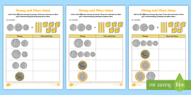 place value worksheet with money