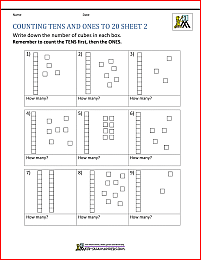 place value worksheet with rods and units