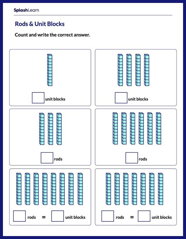 place value worksheet with rods