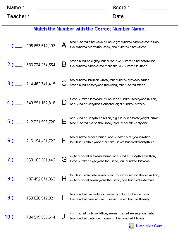 Place Value Worksheets | Place Value Worksheets for Practice