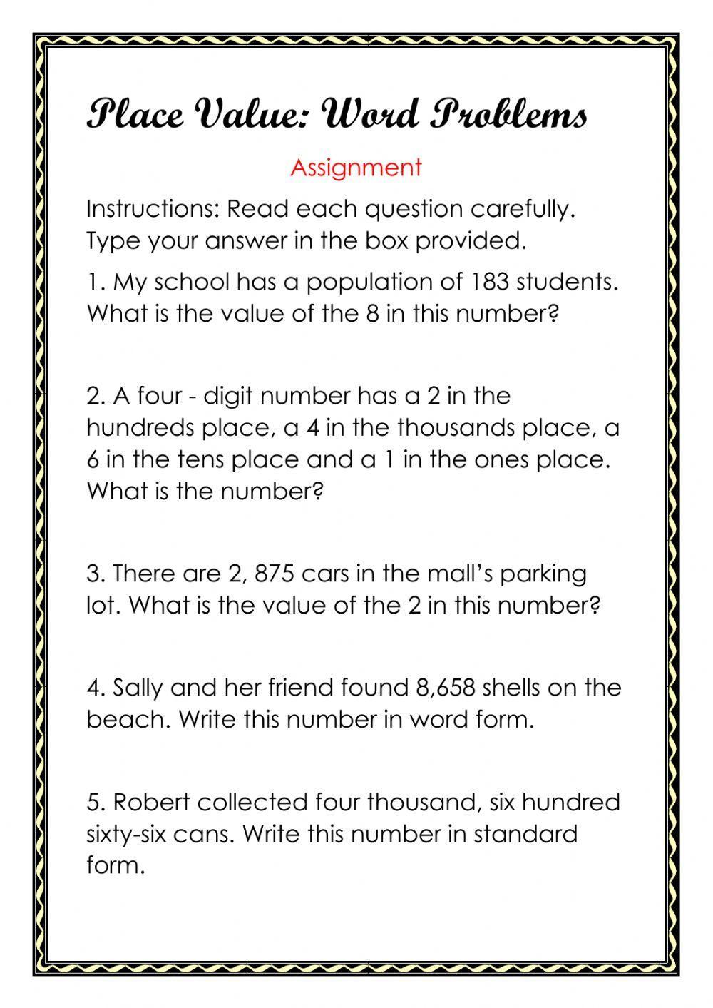 Free place value worksheet words to, Download Free place value ...