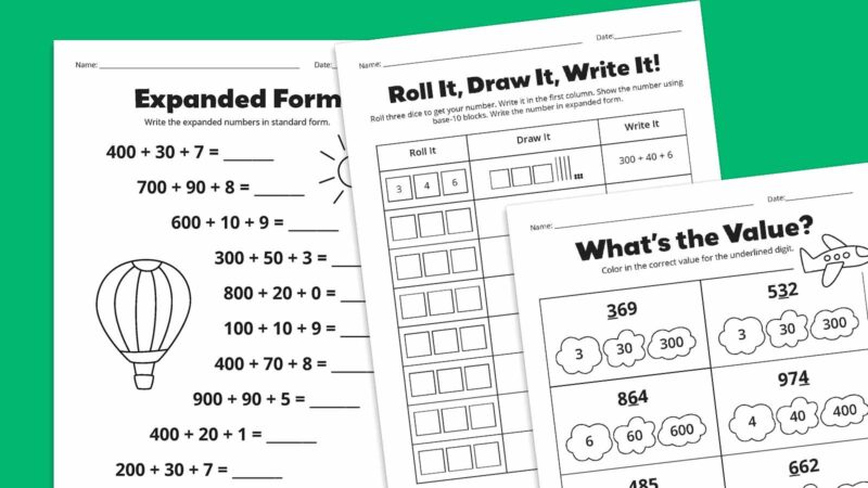 place value worksheet words