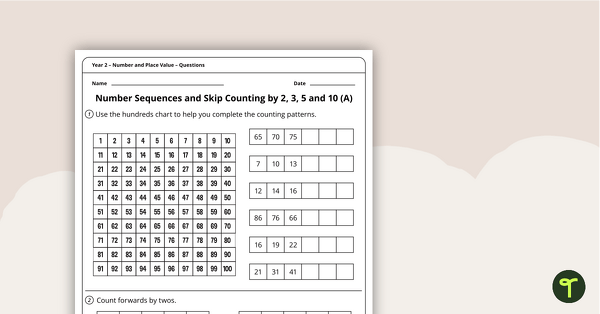 Number and Place Value Worksheets - Year 2 | Teach Starter