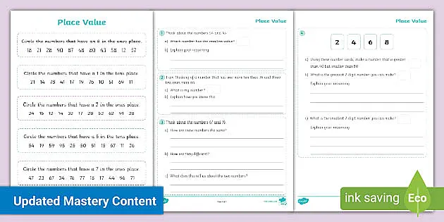 place value worksheet year 34