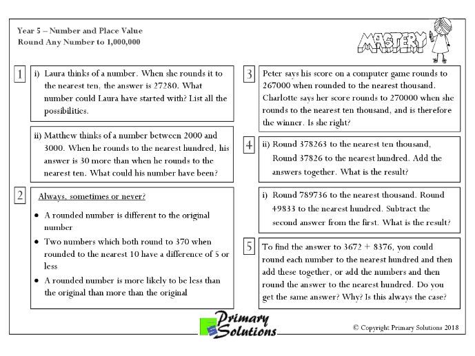 Mastery Maths - Year 5 Reasoning - Number and Place Value ...