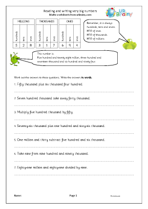 Number and Place Value for Year 6 (age 10-11) - URBrainy.com