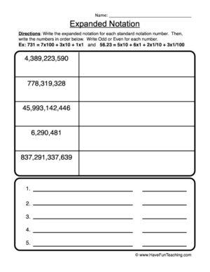place value x10 worksheet