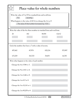 Place value for whole numbers | 4th grade Math Worksheet ...