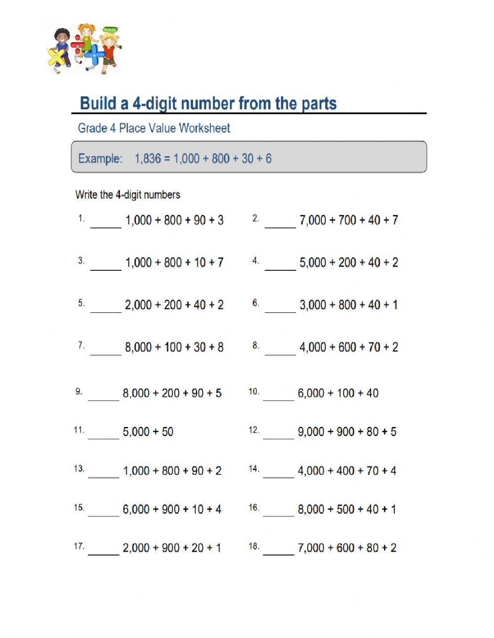 Free place values worksheet grade 4, Download Free place values ...