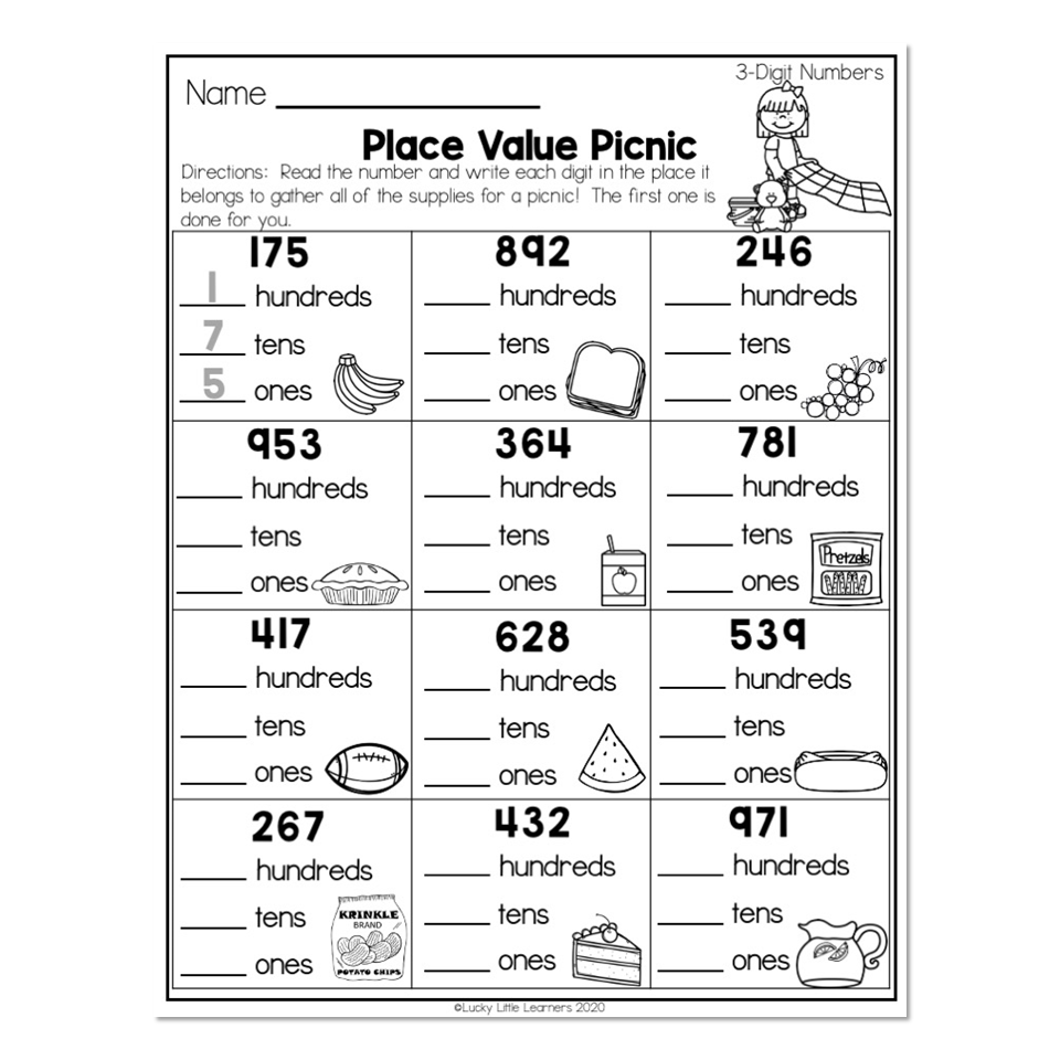 2nd Grade Math Worksheets - Place Value - 3-Digit Numbers - Place ...