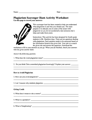 plagiarism worksheet middle school