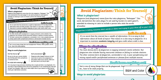 plagiarism worksheet middle school