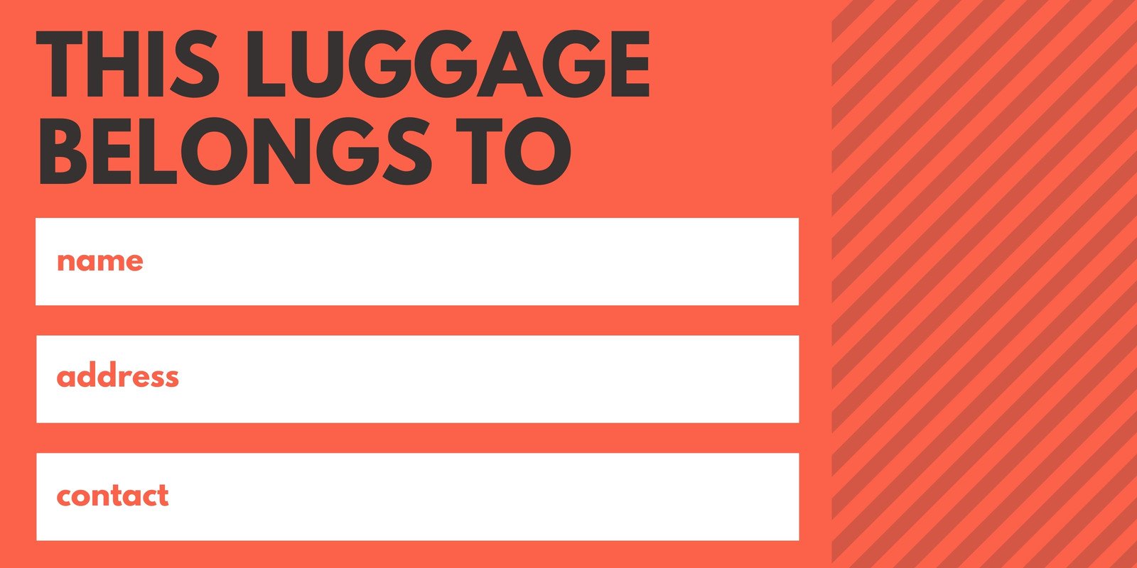 Template Of Luggage Tag Free Download pertaining to Blank Luggage ...