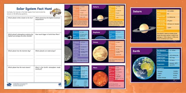 Solar System Fact Hunt Worksheet (teacher made) - Twinkl