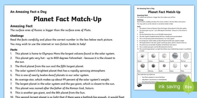planet information worksheet