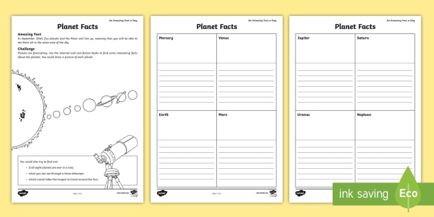 Planet Facts Worksheet/Worksheet (teacher made) 